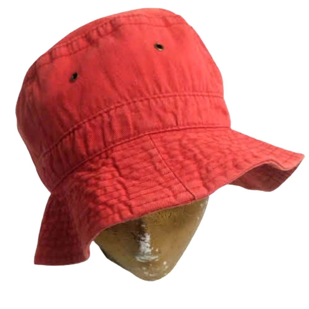 Red Hobo Bucket Beach Hat Unisex Sz M Vintage Distressed Faded Vents